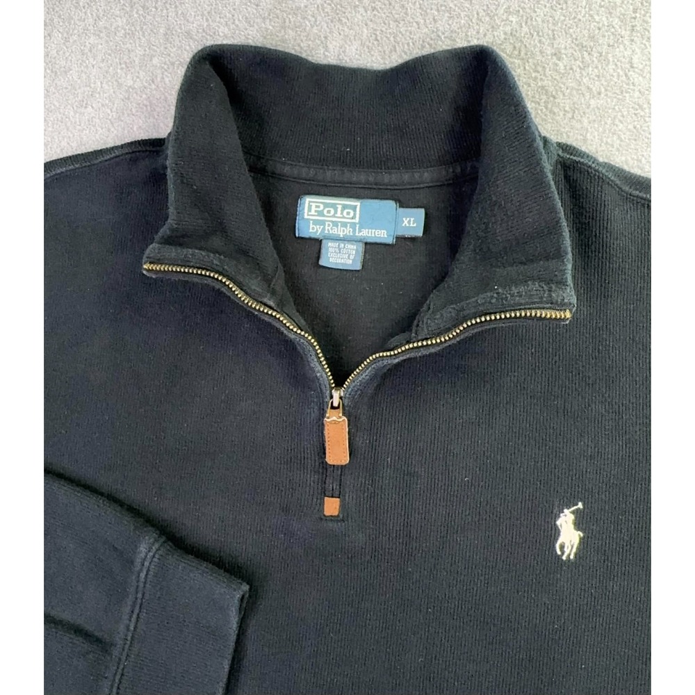 Polo Ralph Lauren‎ Quarter Zip Sweater Men's XL Black White Pony Preppy Matcha